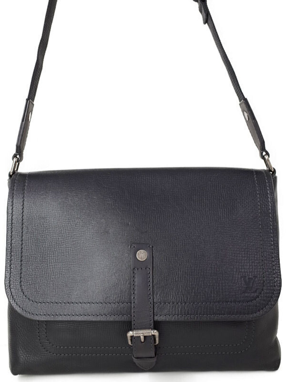 Louis Vuitton Utah Omaha Shoulder Bag Leather Blue Gray